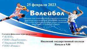 25 февраля состоятся финальные игры чемпионата района по волейболу