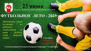 Футбольное лето: 23 июня состоятся районные соревнования по мини-футболу среди дворовых команд